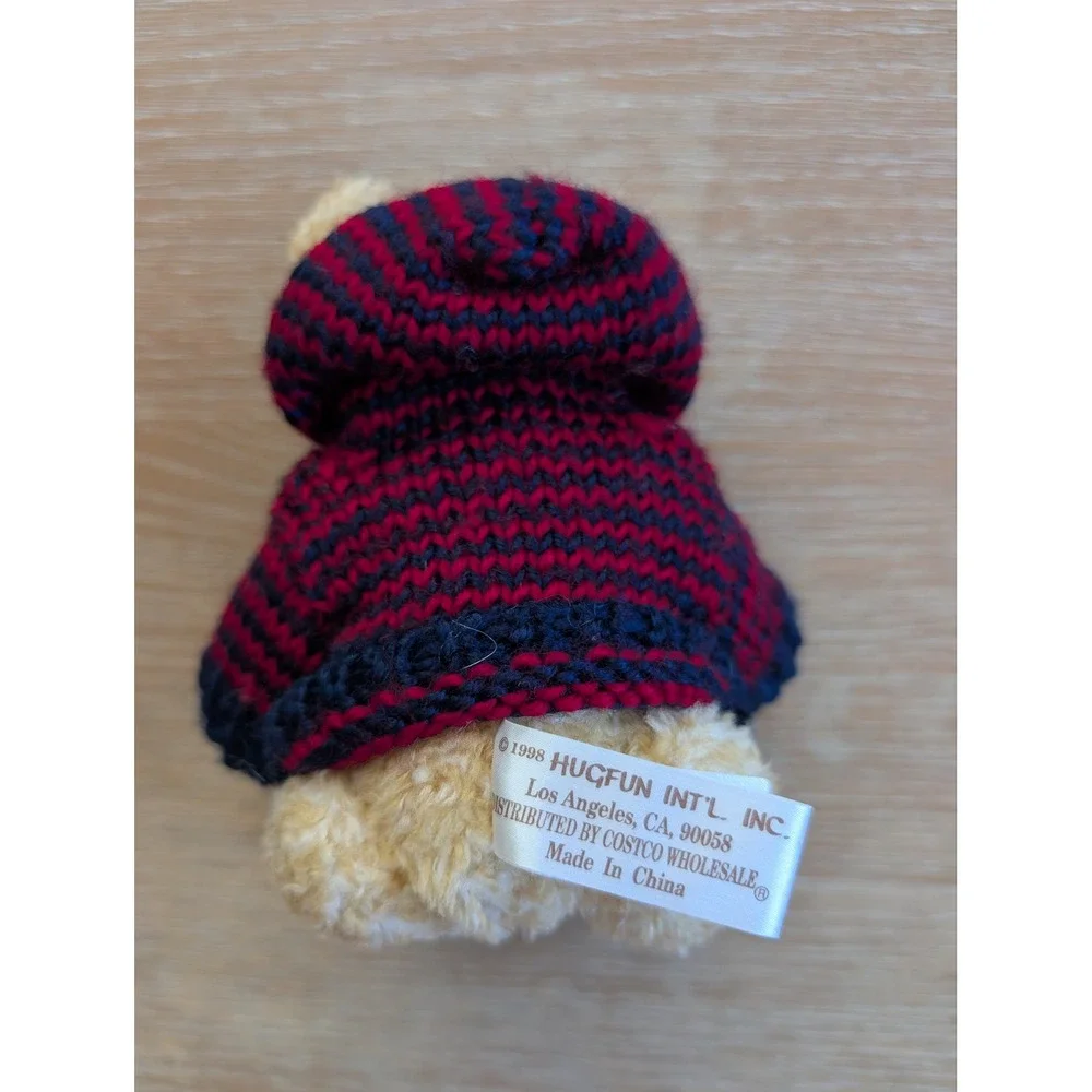 Vintage 1998 Hugfun Teddy Bear Navy Red Striped Sweater Hooded 6